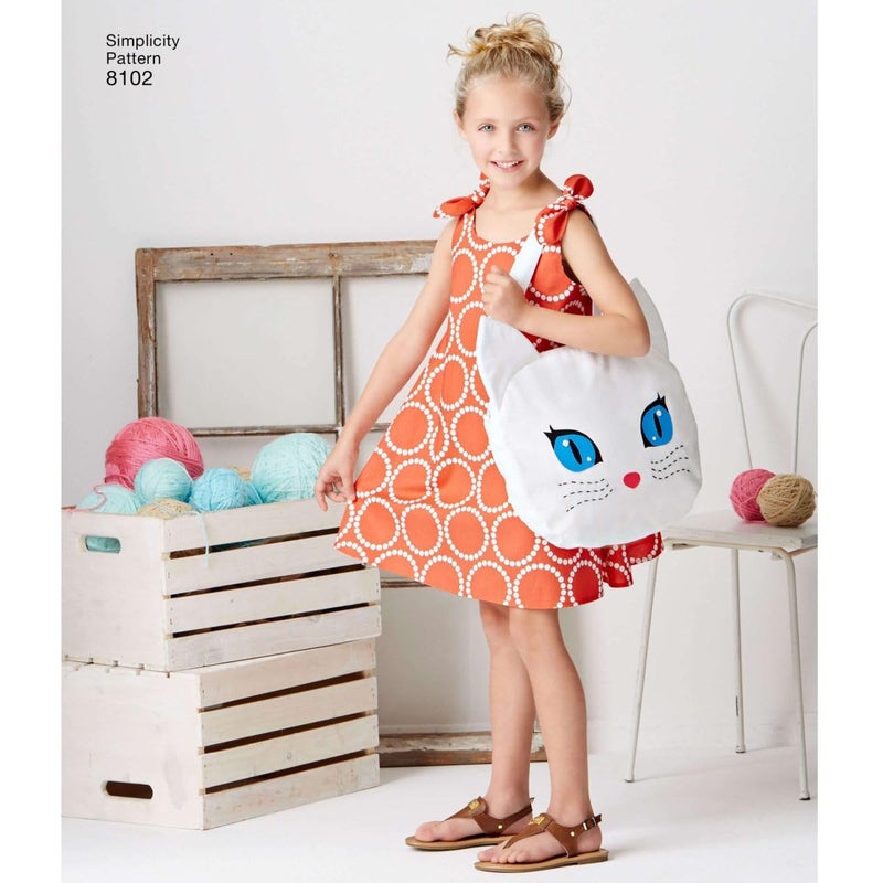 سيمبليسيتي حقيبة يد قطة للفتيات من Simplicity 8102 ونمط خياطة فستان الشمس بمقاسات 3-8 - Image 2